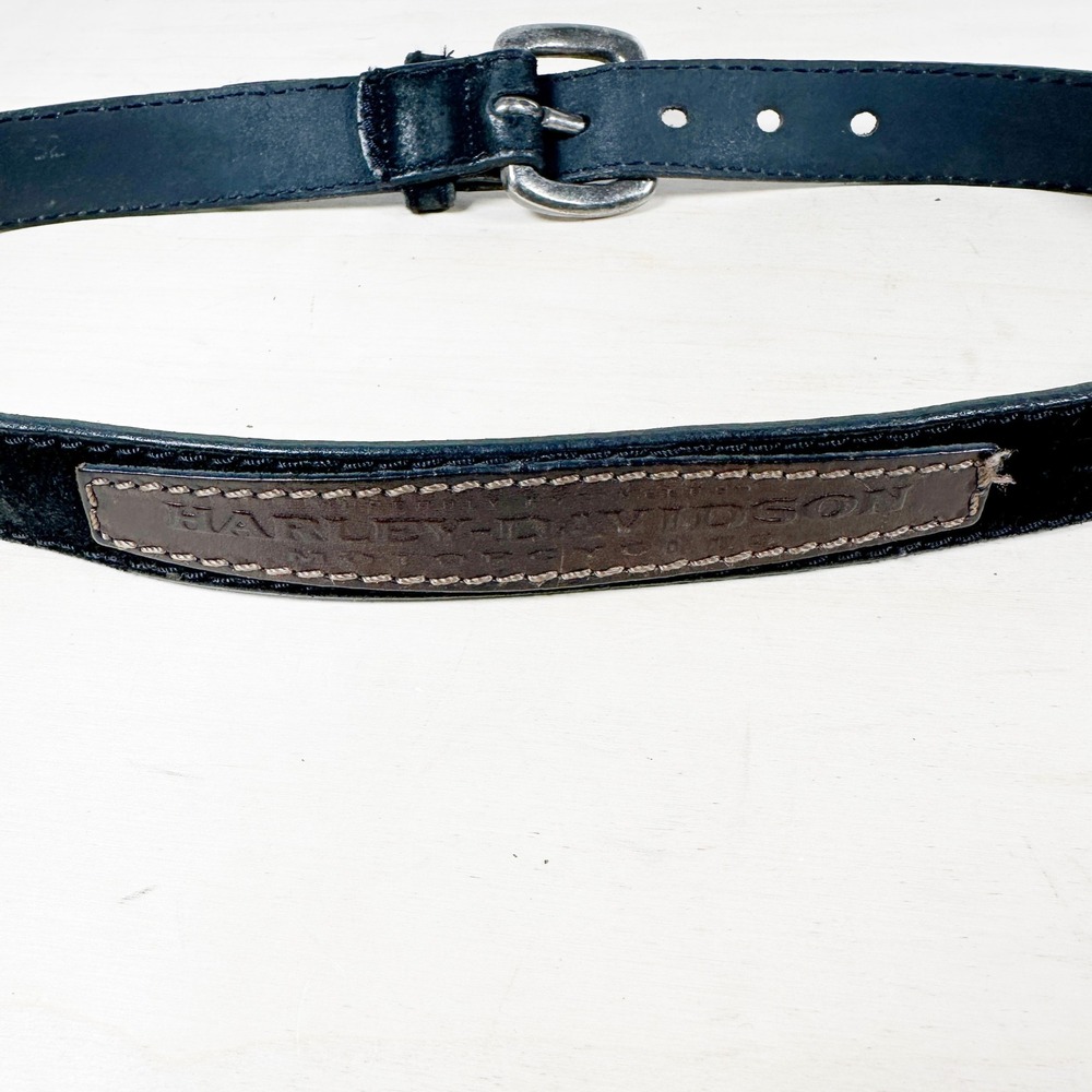 Vintage Harley Davidson Leather Belt Black 34 Authentic Made in USA